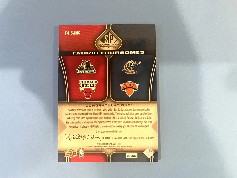 2009 UD SP GAME USED FARIV FOURSOMES MILLER GORDON JAMISON STARKS 174/199 - Image 2 of 4