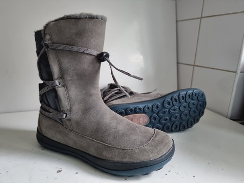 CAMPER PEU PISTA UK 3 EU 36 WOMEN GREY REAL SUEDE LEATHER FLAT BIKER ANKLE BOOTS - Picture 2 of 15