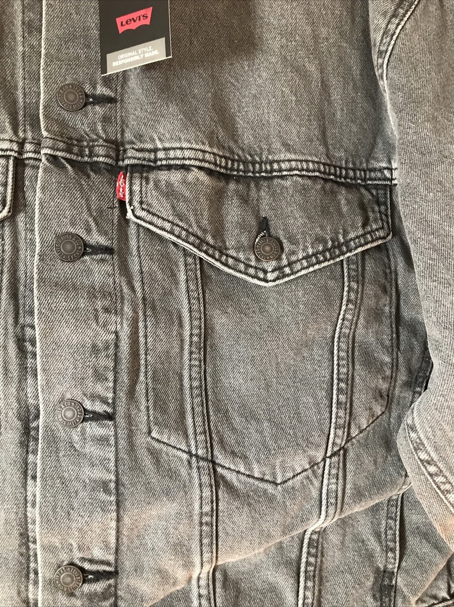 Levis Premium Mens Trucker Jean Jacket OVERSIZED Stay Loose Grey