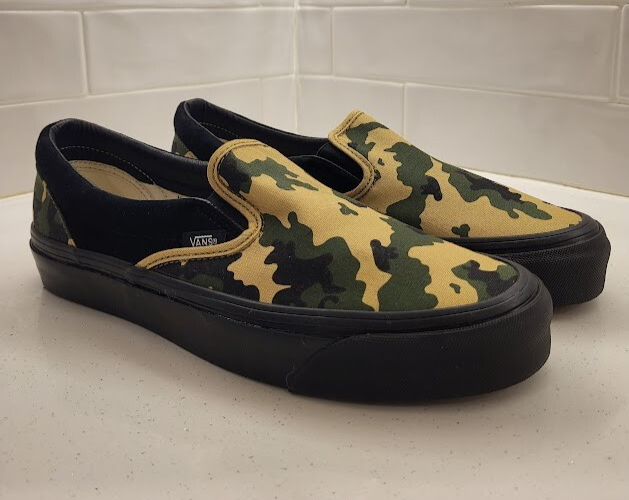 Vans Og Classic Slip On LX Suede Canvas Camo Black Mens Size 9
