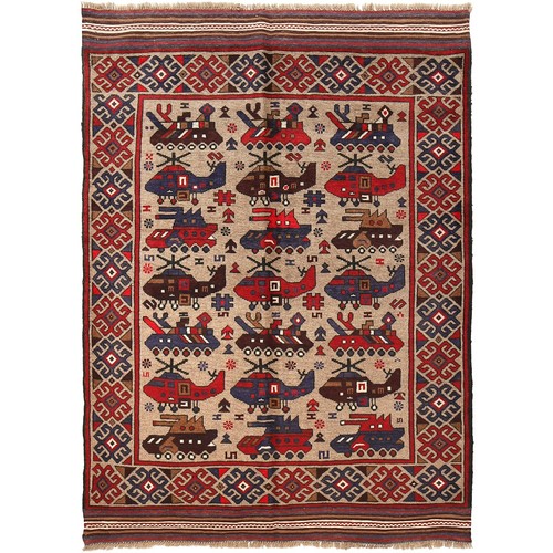Antique Afghan Overdyed Wool Area Rug Hand Knotted Pashtun Design 5.9x4.3 ft - Picture 2 of 8