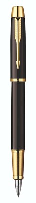 Parker IM Black Lacquer & Gold Trim Fountain Pen Fine Point New In Box 