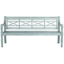 SAFAVIEH Outdoor Collection Karoo Bench | Beach House Blue |