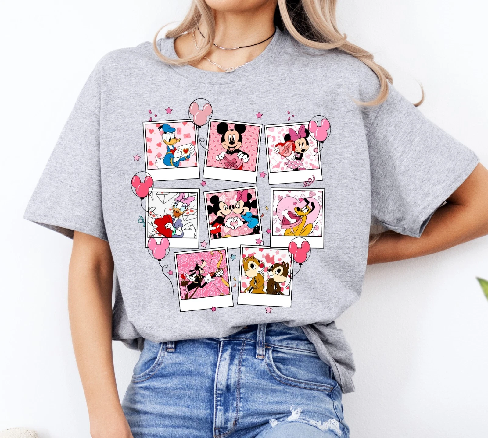 T shirt Disney Topolino e Amici regalo San Valentino unisex adulto bambino 801131