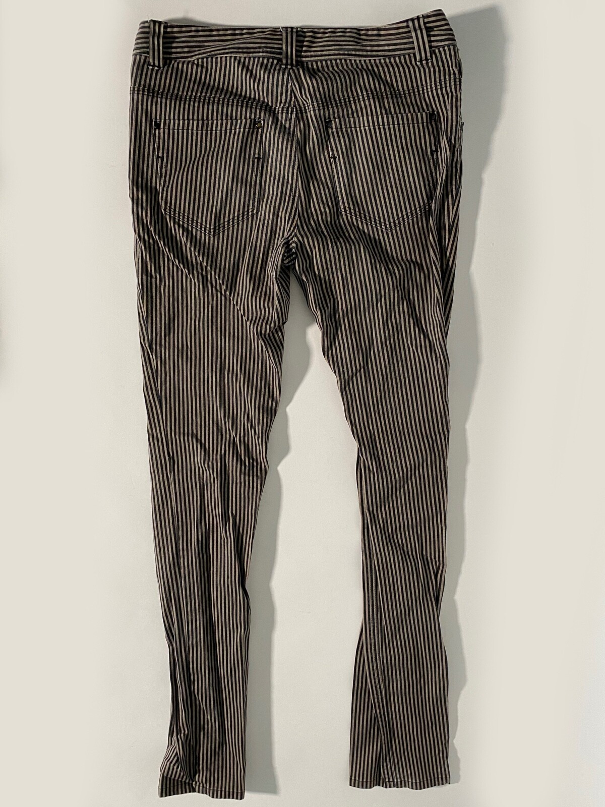 90's/2000's DIVIDED Black & Grey Striped Skinny Pants w/Black Buttons Size 8 eBay