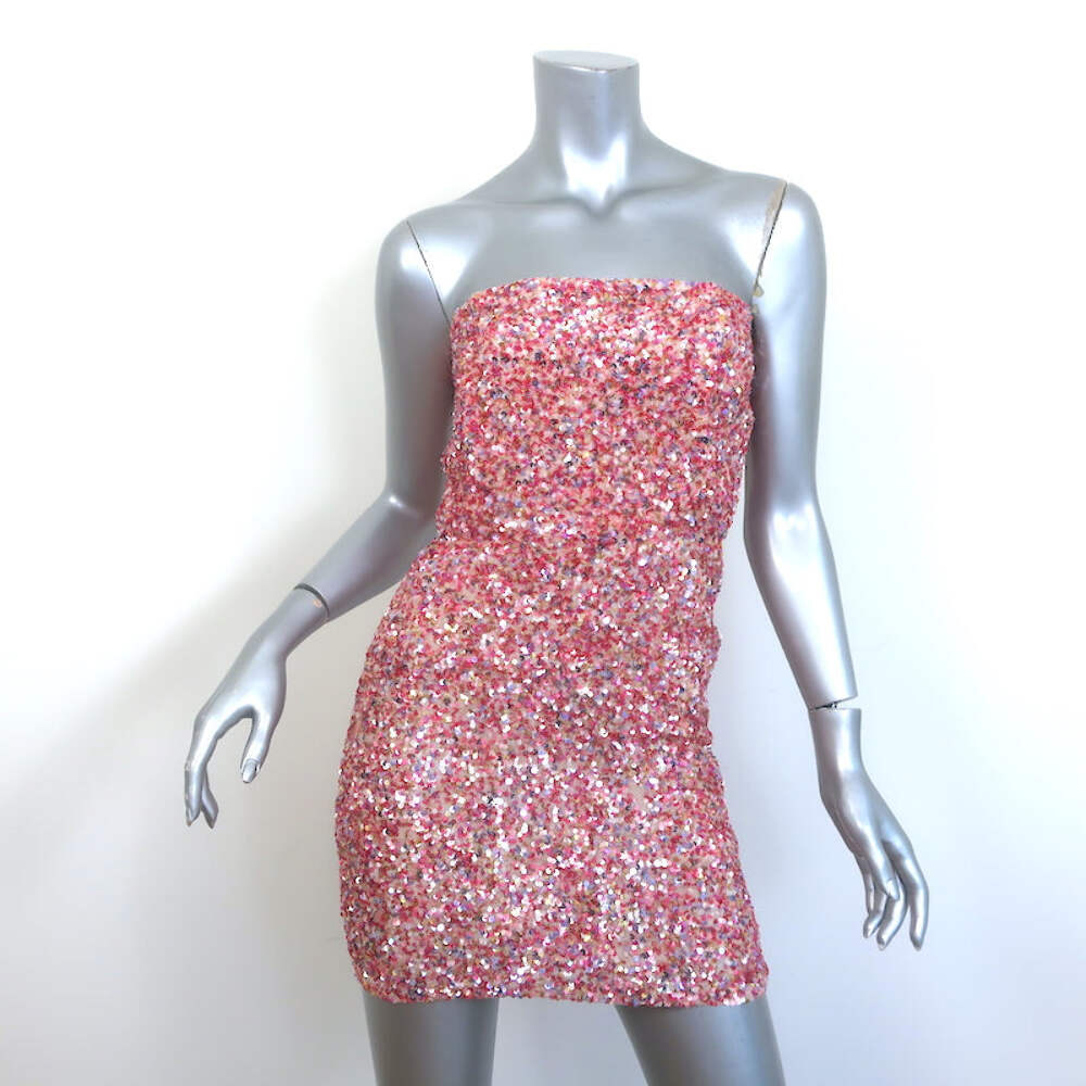 Retrofete Heather Strapless Sequined Mini Dress Pink Multi Size 2 NEW | eBay