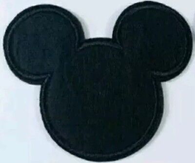 Mickey Mouse Head Outline Plain Red Iron-on Applique Patch 4" W x 3 1/4" H