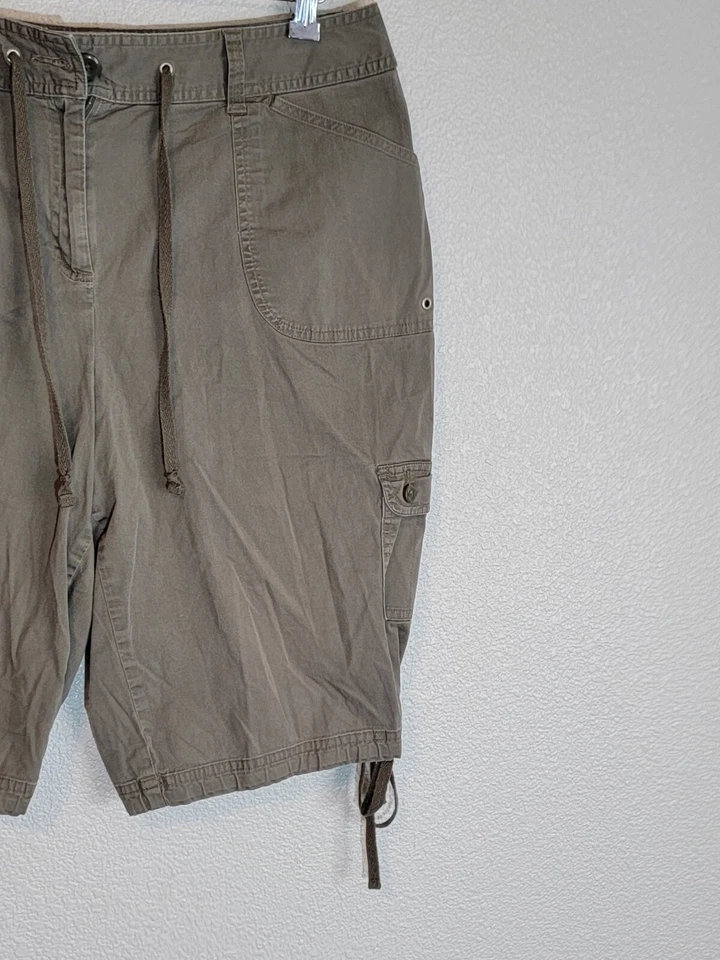 studio works pantalones cortos caquis mujer talla 16 cordón tiro alto exterior verde Foto 3 de 4