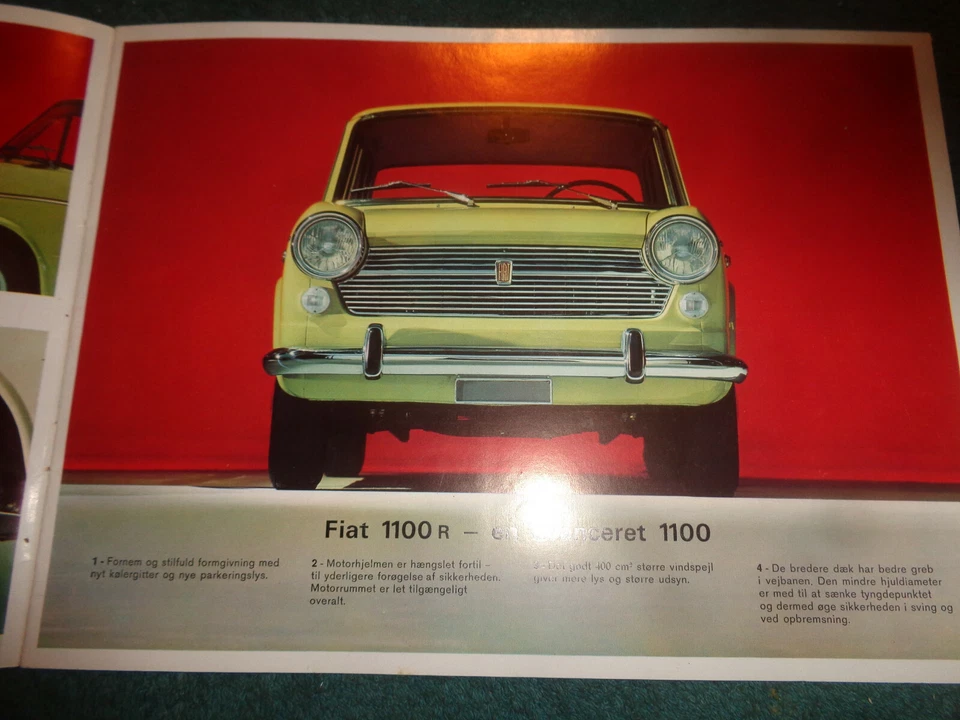 1966 1967 1968 FIAT 1100 ПРОДАЖИ БРОШЮРА / ОРИГИНАЛЬНЫЙ ДИЛЕРСКИЙ КАТАЛОГ В ДАТСКОМ - Изображение 3 из 4