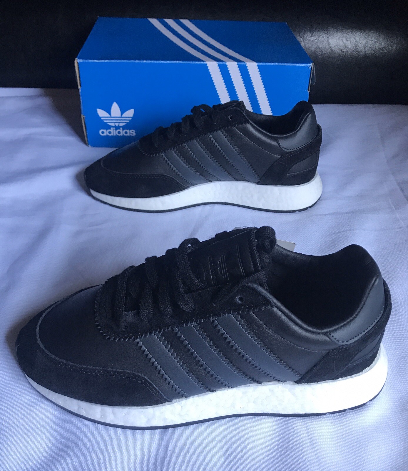 $130 ADIDAS ORIGINALS I-5923 LEATHER SHOES MENS SIZE 5 CASUAL BLACK-WHITE BD7798 image 10
