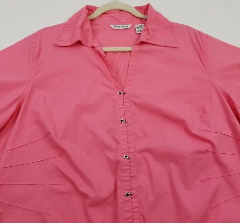 Blusa Quizz Top Para Mujer 20 Plus Rosa Mangas Cortas Cuello Elastizada Trabajo Profesional Foto 2 de 4