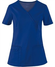 Cherokee Workwear Scrubs Premium Core STRETCH Mock Wrap Top Galaxy Blue XS 4728
