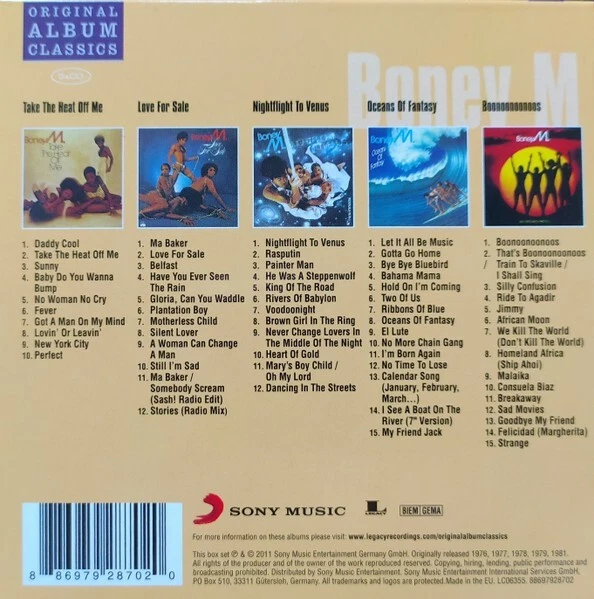 Boney M - Original Album Classics (2011)  5CD Box Set  NEW/SEALED  SPEEDYPOST - Image 2 of 2