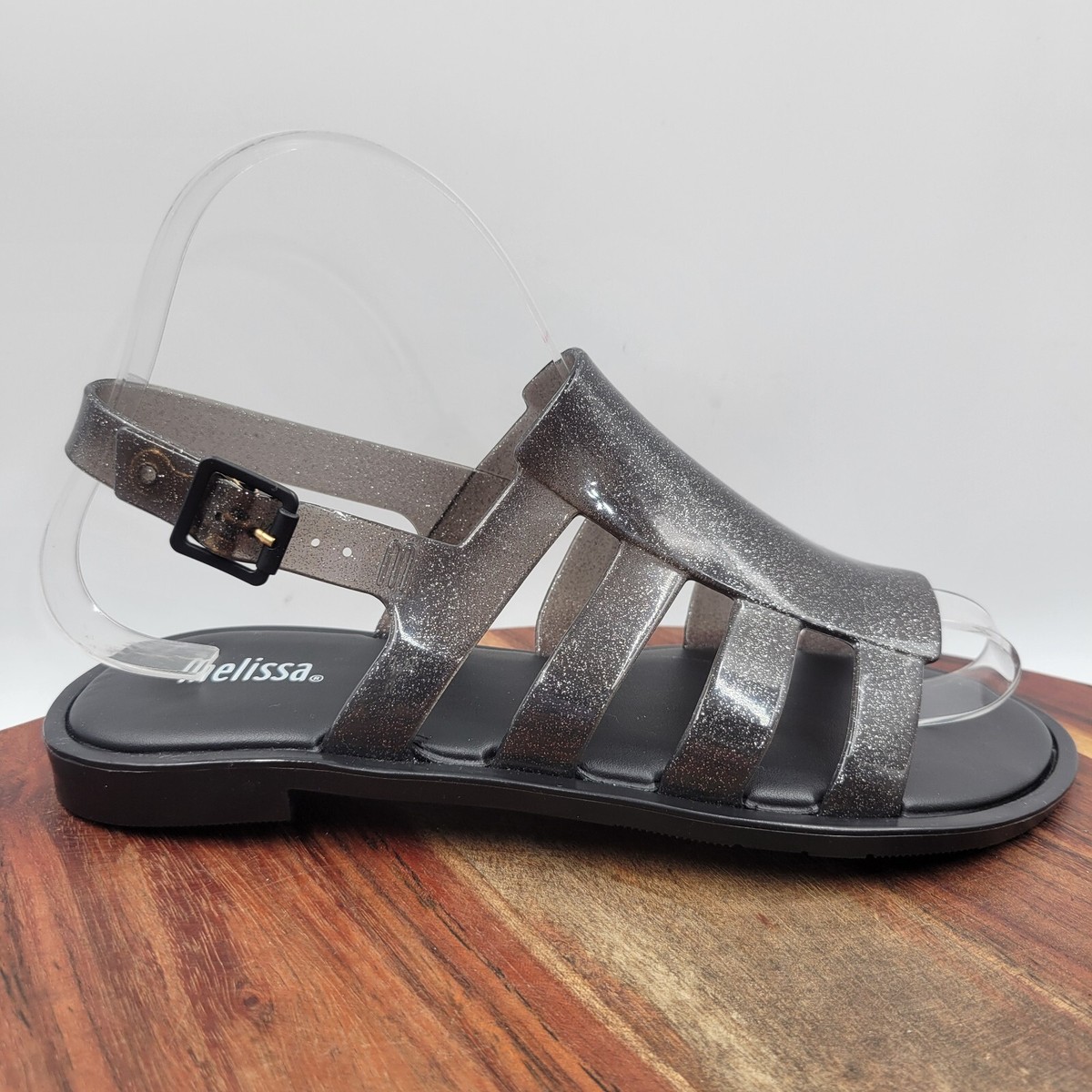 Melissa Boemia Sandals Women's Black Silver Glitter Jelly