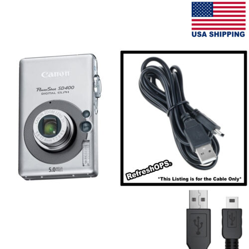 Canon PowerShot SD400 Digital Camera USB Cable Transfer Cord Replacement - Afbeelding 1 van 3