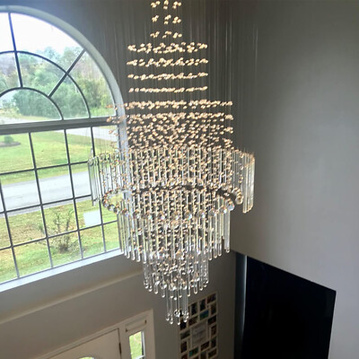 Large Luxury Modern Crystal Chandelier Lighting 18-Lights Raindrop Ceiling Light