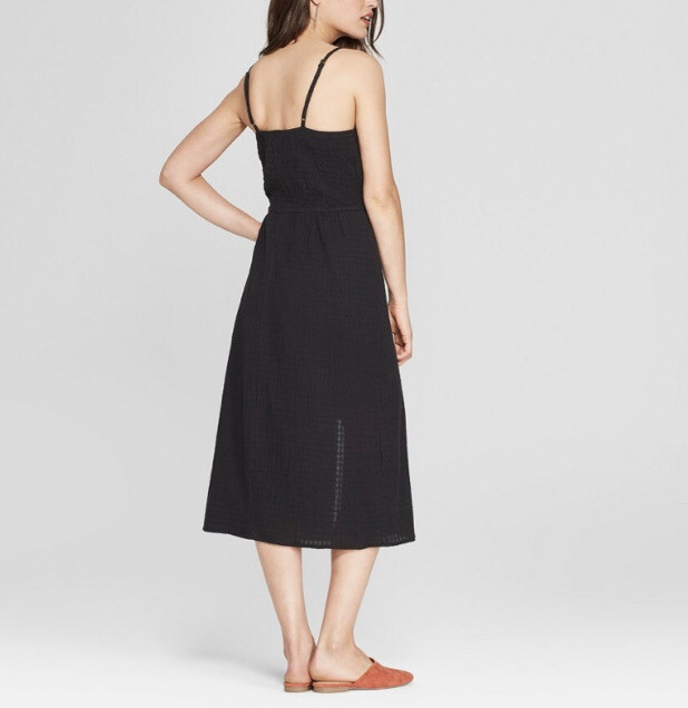 Black Cotton Universal Thread Button Down Dress M… - image 3