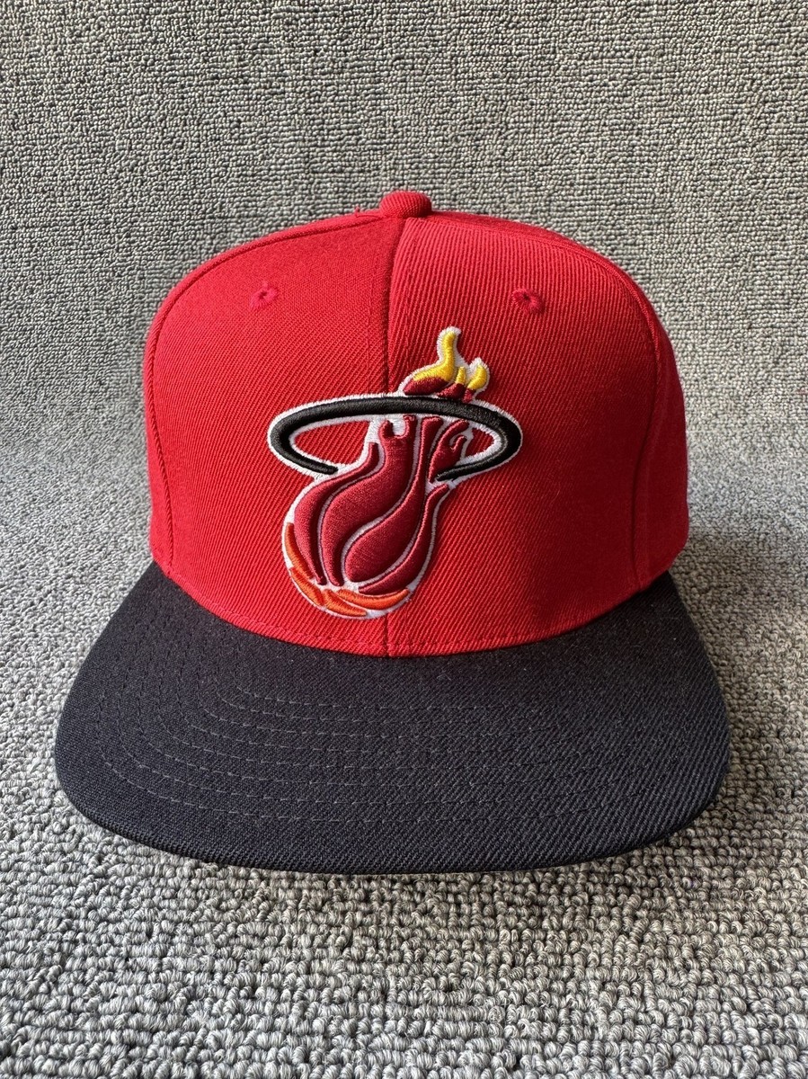 Mitchell & Ness Miami Heat Retro Snapback Hat Red Black NBA Cap
