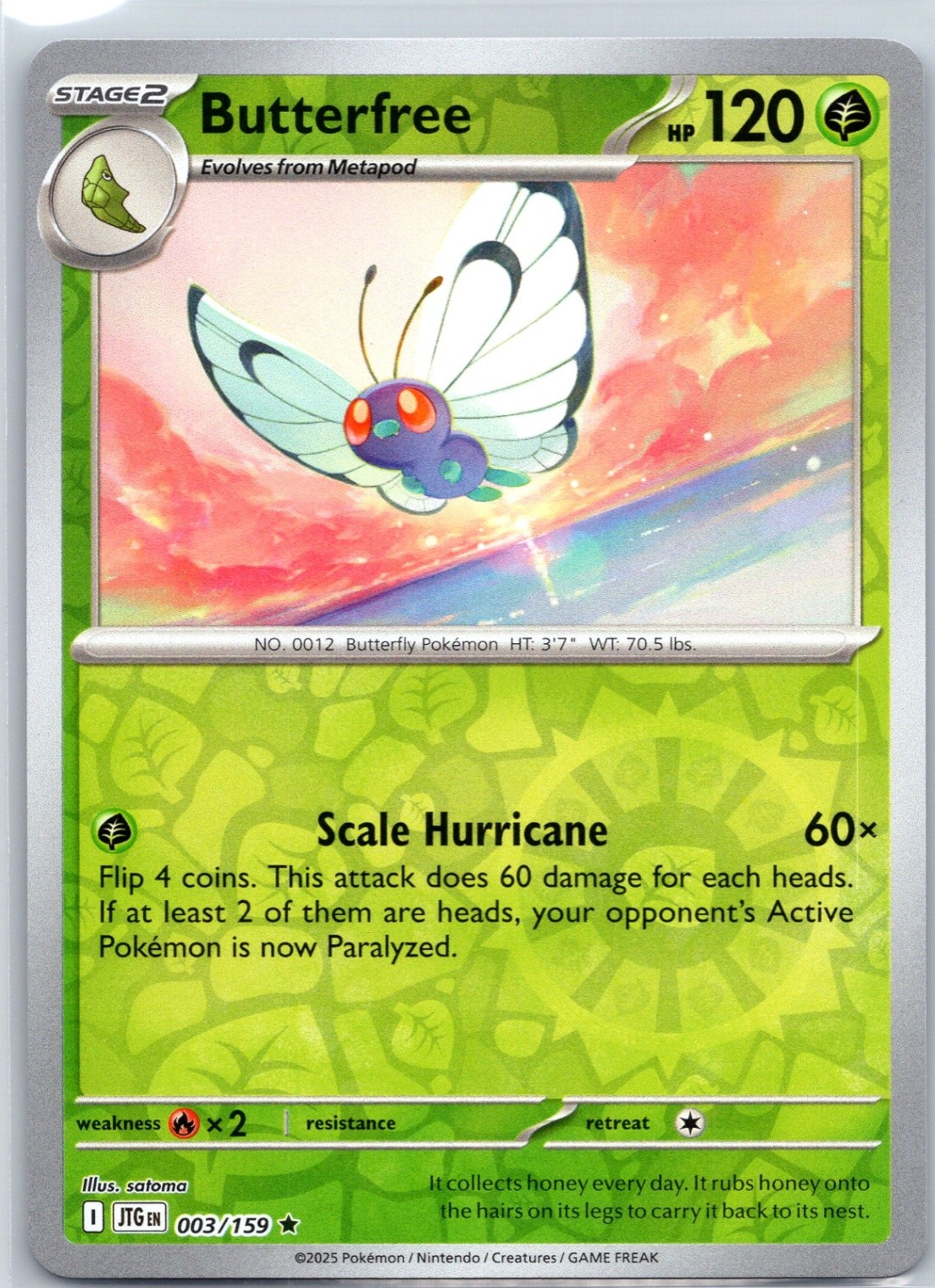 Butterfree Reverse Holo SV09: Journey Together #003/159 NM