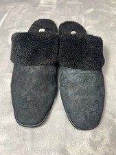 COACH Sherpa Flat Mule In Signature Suede Black CCX65 woman s 9