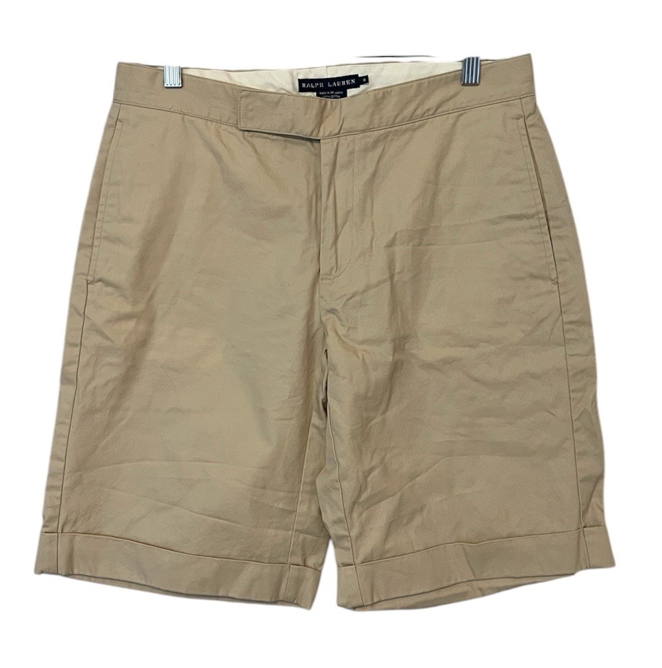 Ralph Lauren Bermuda Shorts Womens Size 8 Tan Chino Twill Pockets Cuffed Cotton