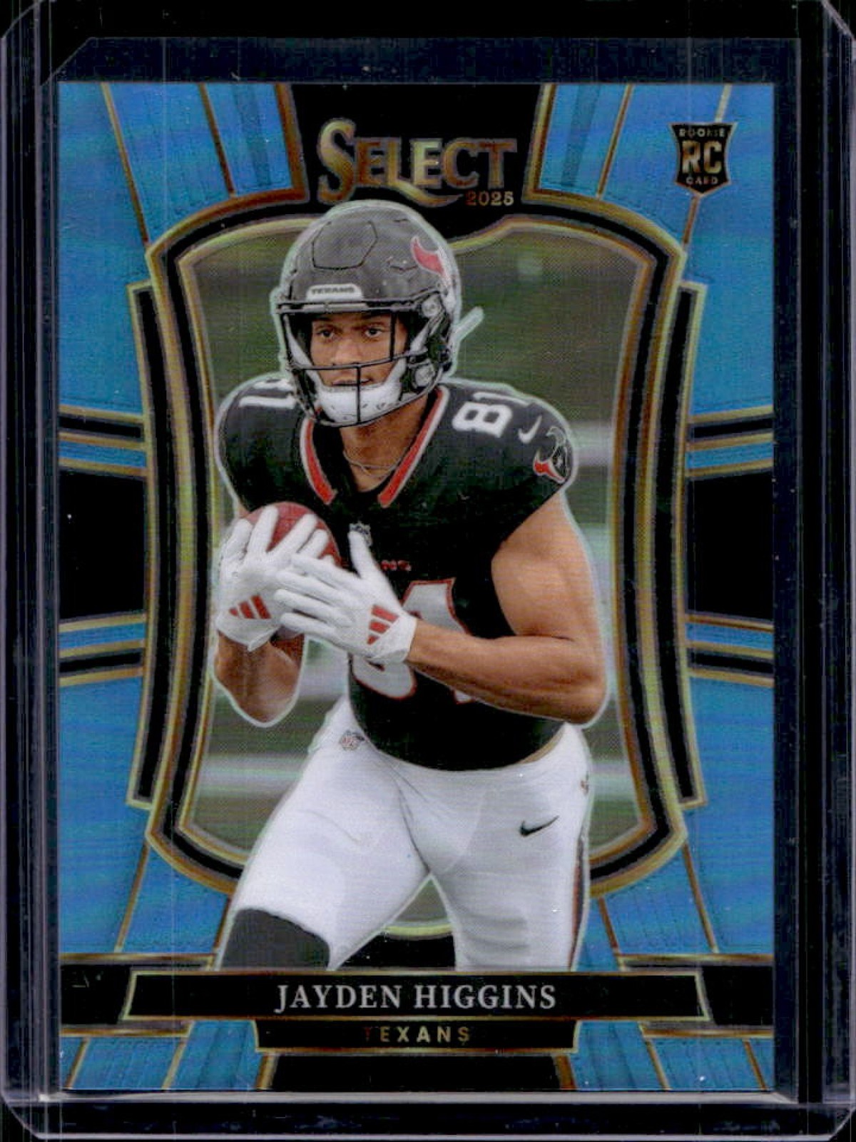 2025 Panini Select Jayden Higgins Premier Level RC Light Blue Prizm #/99 Texans