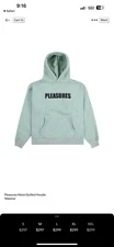 Pleasures Wave Quilted Hoodie Matcha Sz L