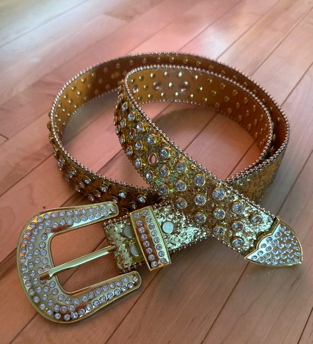 GOLD BLING WESTERN RHINESTONE CRYSTAL FASHION LUXURIOUS BELT  display picture 1