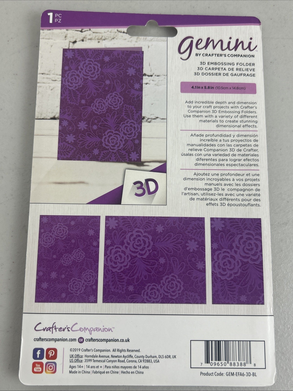Gemini 3D Embossing Folder Blossoming Lace Flowers Crafter’s Comapnion 4.1x5.8”