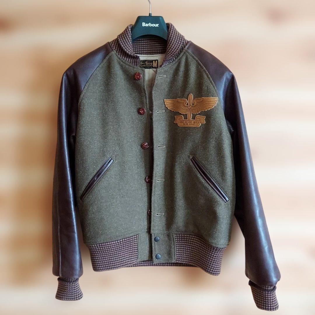 Buzz Ricksons Stadium Jacket Horsehide Sleeves Ol… - image 1