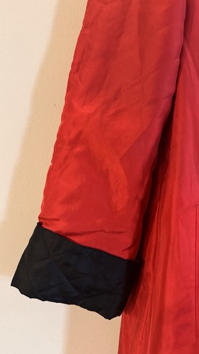 IB DIFFUSION Vintage Women Silk Open Jacket Red Black Small Classic Elegant - Picture 3 of 20