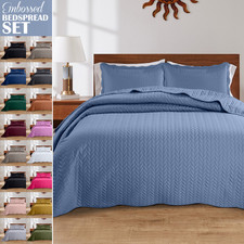 Soft Quilt Set Reversible Bedspread Bedding Set Twin Comforter Coverlet Throw US