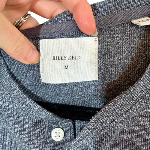Billy Reid schmale Passform Mini Waffelstrick Henley in unscharfem Grau Medium 115 $ - Bild 6 von 11