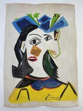Pablo Picasso COA Art Painting Original Drawing Vintage Paper Signed