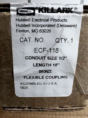 NEW Killark ECF-118 Flex Coupling 1/2'' Explosion Proof Bronze, 18'' Never Install
