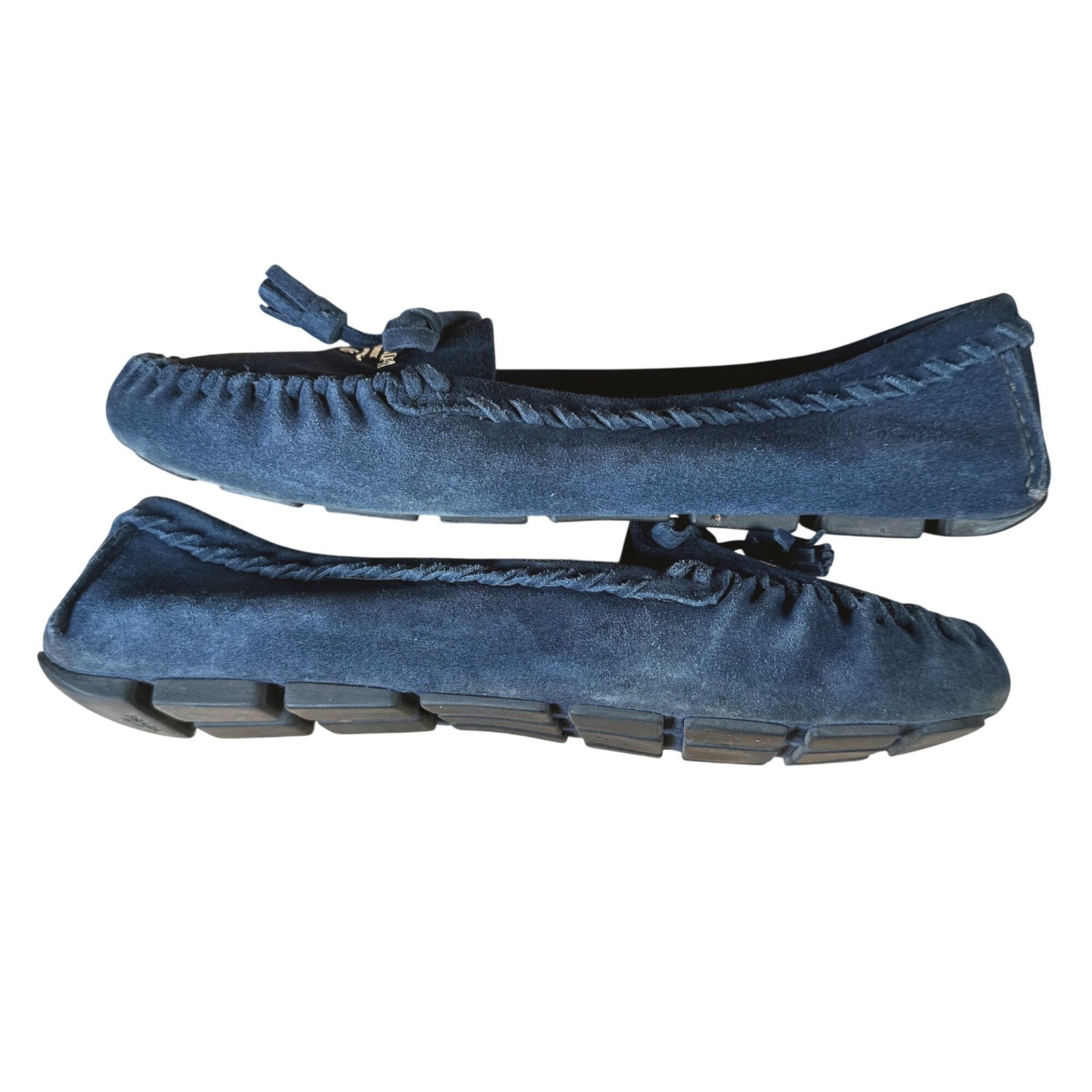 Prada Women's Blue Suede Logo Driving Loafers Size 41 thumbnail 8