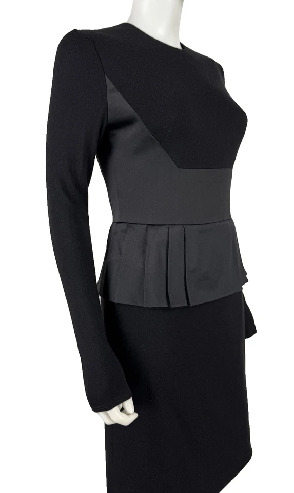 Vestido de coquetel Akris 6 EUA 42 IT 36 D M preto cashmere seda passarela autêntico $3K - Imagem 4 de 4
