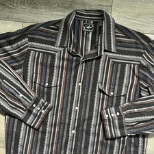 Roper Mens XL Western Aztec Striped Pearl Snap Button-Up Shirt Long Sleeve