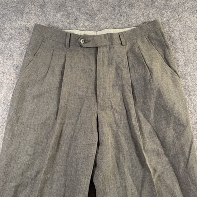Ermenegildo Zegna Linen Trouser Pants Men IT 48 US Fits 32x30 Pleated Soft gray
