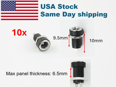 10 Pcs DC Power Supply Jack Socket Female Panel Mount Connector 5.5 x 2.1mm