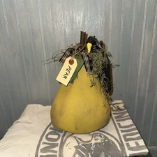 Primitive  Folk Art  hand made by me PEAR  with Crow 