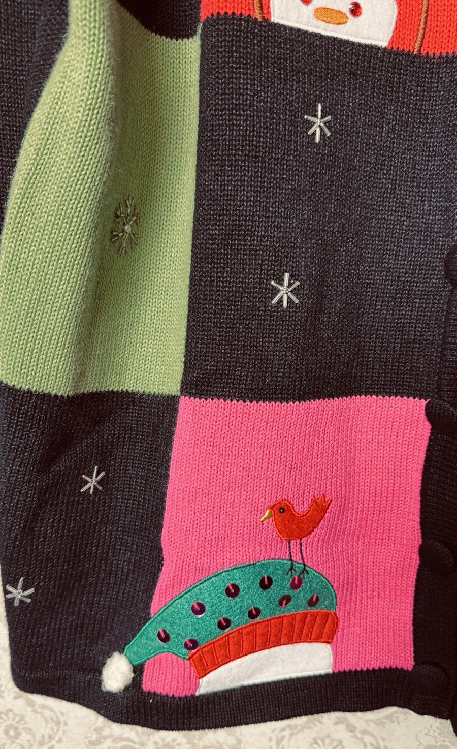 Quacker Factory 1X Snowman Patchwork Christmas Ca… - image 5