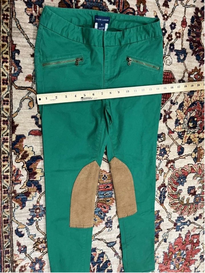 Pantalones de mezclilla de gamuza estilo ecuestre verde Ralph Lauren Kelly para niños pequeños talla 12 Foto 2 de 4
