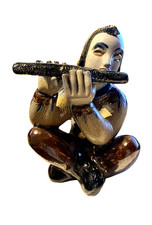 Flötenspieler 25,5 cm Westerwald Steinzeug Keramik Balzar- Kopp Salzglasur