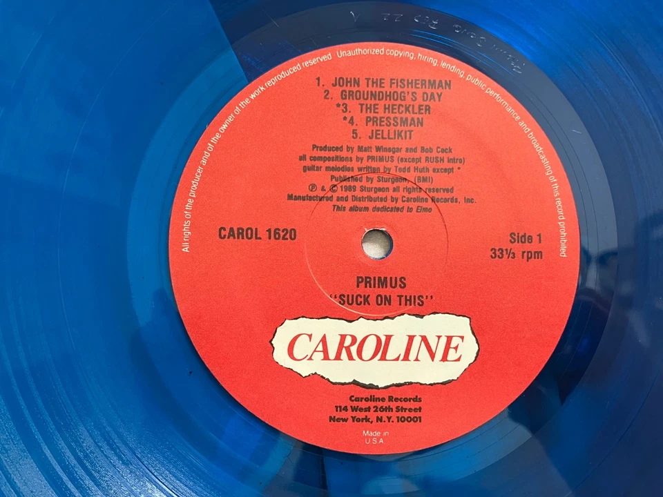 Primus _ Suck On It _ Vinile LP 33giri 12" BLUE Limited Edition _ 1990 USA MINT - Immagine 4 di 4