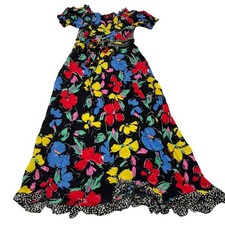 RIXO for Target Dress Women Size 2 Black Floral Maxi Off Shoulder Ruffle Boho