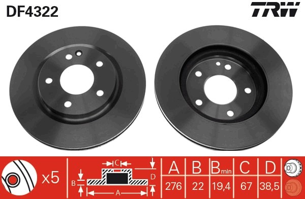 2X TRW DF4322 Bremsscheibe FüR Mercedes-Benz-image