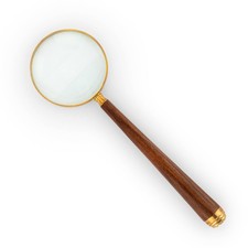 Maritim Lupe aus Messing mit Holzgriff 10cm Vergrößerungsglas Leselupe Standlupe
