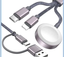 Temdan for Travel Essentials,3 in 2 USB C Cable for Apple Watch Charger/iPhone 1