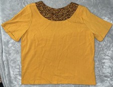 Vintage 80s 90s Cristin Stevens Womens Med Top Rayon Stretch USA Made Art Deco